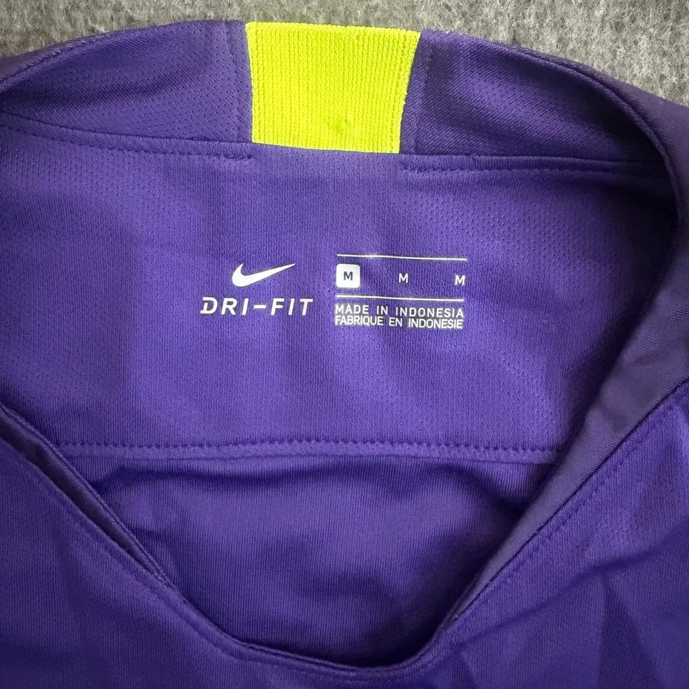 Nike Dri-FIT Mens Purple Volt Yellow Long Sleeve Soccer Training Jersey Size M